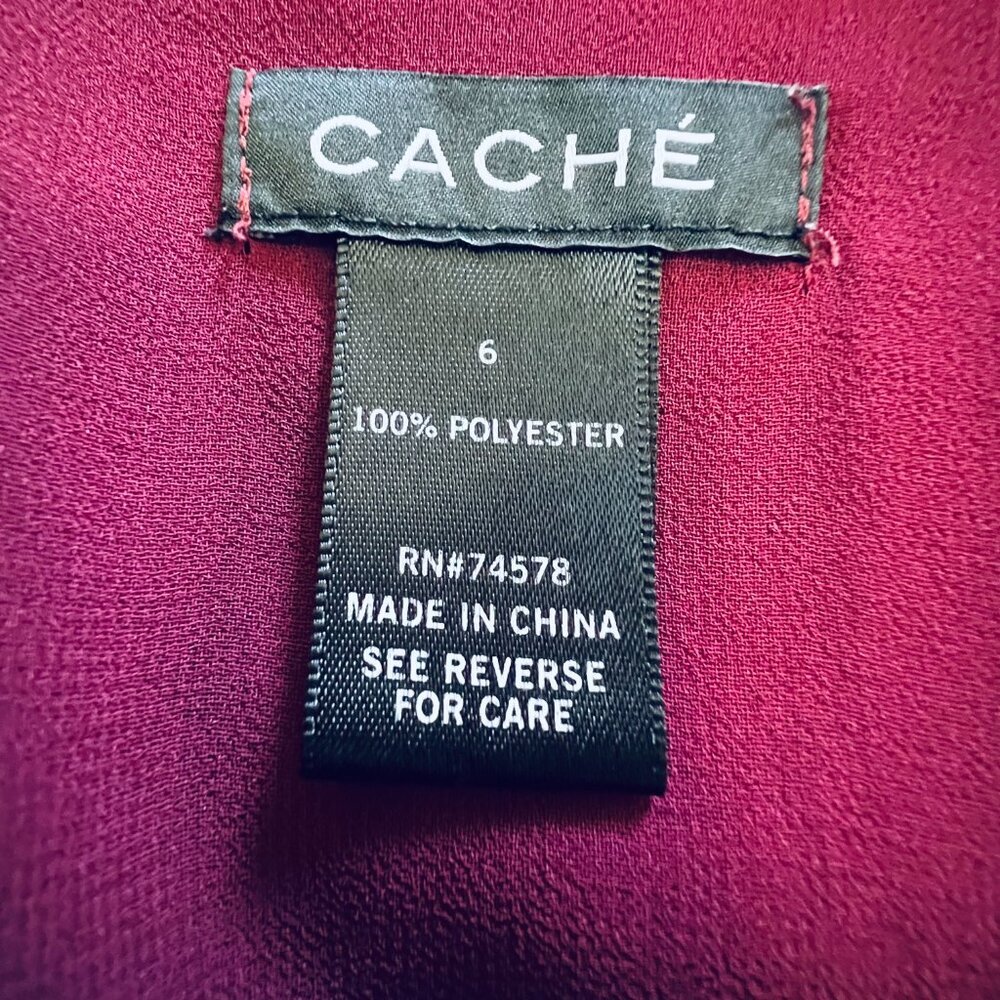Cache Burgundy Drape Neck Polyester Top - Picture 5 of 5